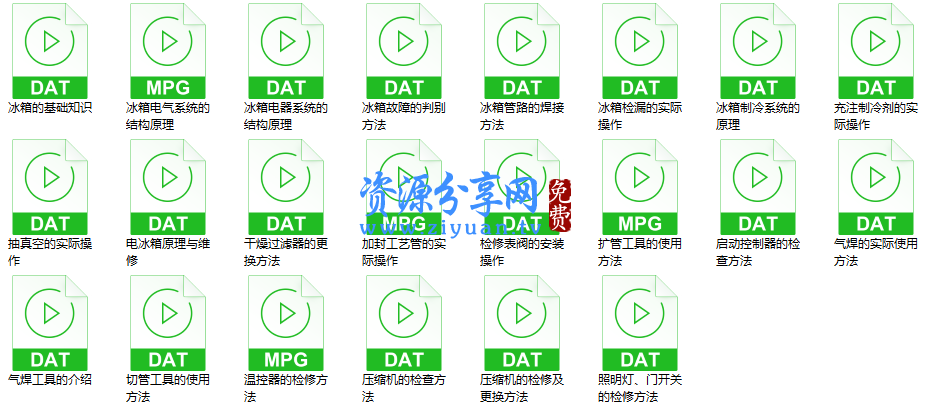 电冰箱制冷资料教程大全 冰柜展示柜检修原理及维修技术视频教学