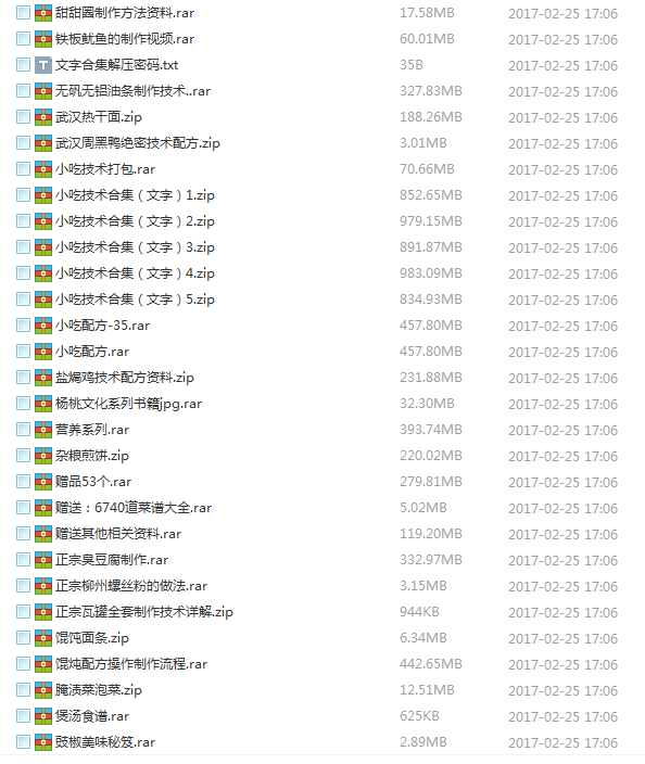 全国各地著名特色小吃配方技术教程 地摊小吃 全套视频文档资料