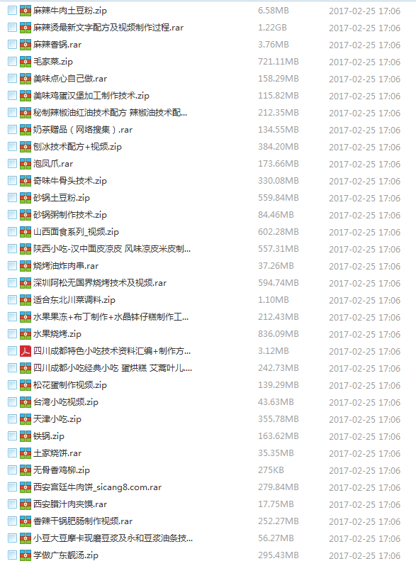 全国各地著名特色小吃配方技术教程 地摊小吃 全套视频文档资料