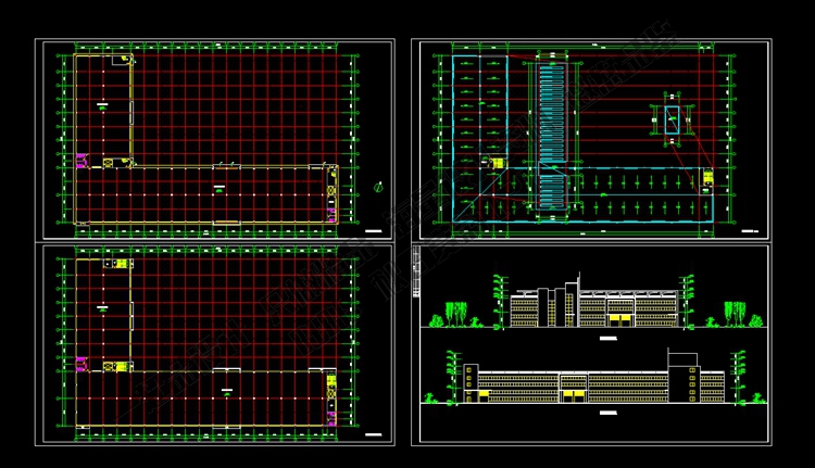 CAD钢结构图纸 建筑办公楼厂房施工方案 工程设计大全