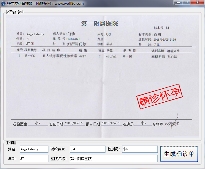 恶搞怀孕诊单确认生成器源码